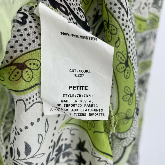 Allen B. Tops Womens Sz XS Lime Green Floral Rhinestone Sheer V Neck Long Sleeve - Picture 7 of 9